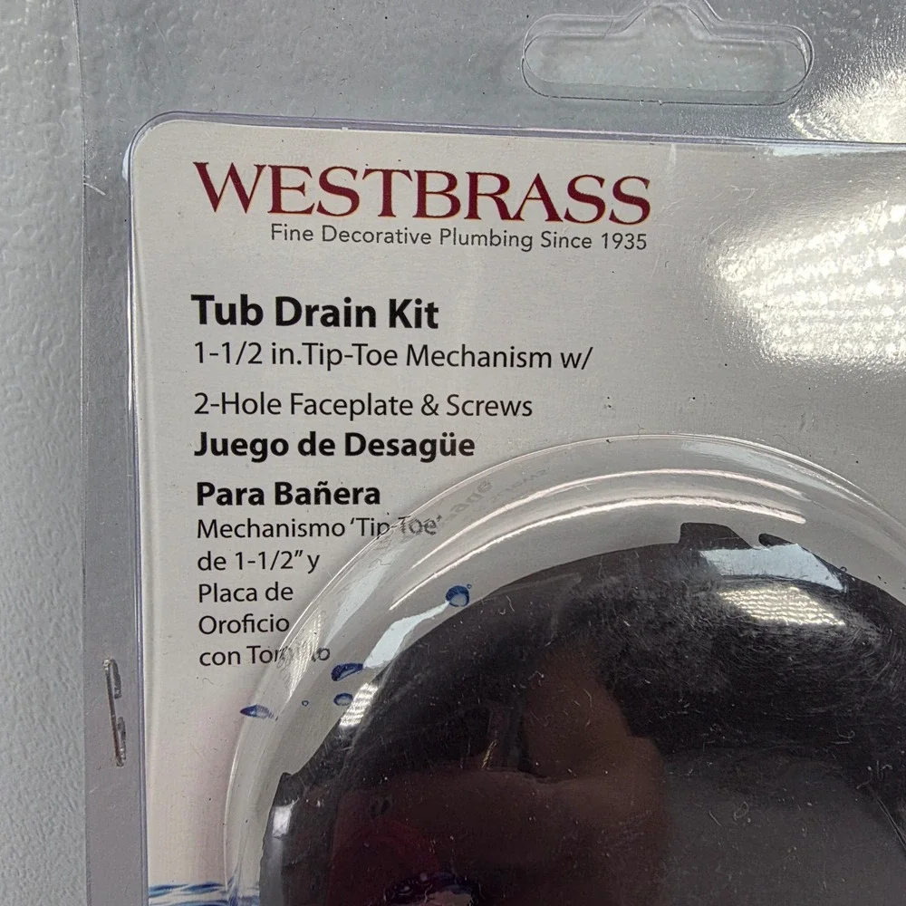 WESTBRASS‎ Tub Drain Kit Matte Black 1-1/2 inch Tip Toe Mechanism R93-2-62